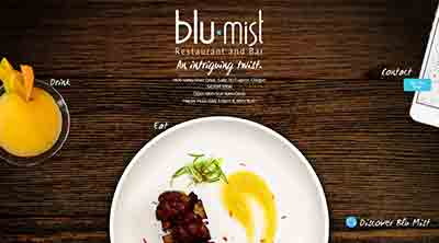 Image of the home page for Blu Mist Restaurant and Bar